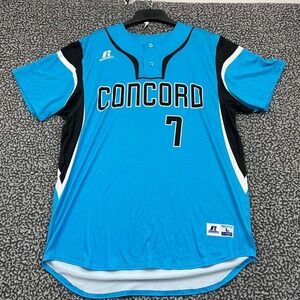 Concord‎ #7 Jersey Shirt Men Large Blue Russell Athletic Short Sleeve New L